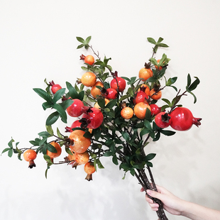 多籽多福仿真石榴果干花摆件家用花艺装 饰品客厅玄关花瓶插花