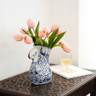 桃夭粉郁金香把束仿真花家居陈列装 饰花艺摆件插花配件摄影道具