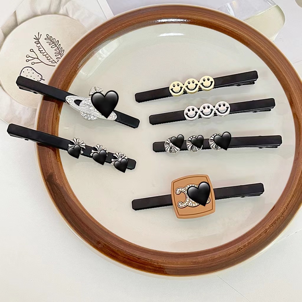 简约个性~金属镶钻土星十字架发夹ins冷淡风小众一字夹鸭嘴夹边夹