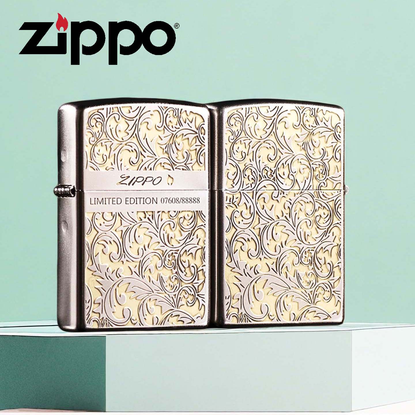 zippo打火机双色限量唐草标志