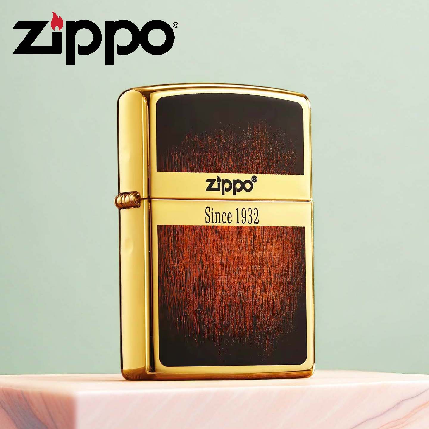 zippo打火机正版珐琅木纹中标
