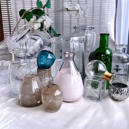 1115北欧外贸出口彩色玻璃花瓶创意新款家居客厅摆件插花家装软饰