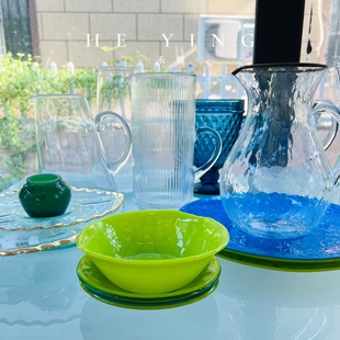 712欧式复古外贸冷水壶大容量果汁饮料玻璃壶凉水壶果盘酒杯新款