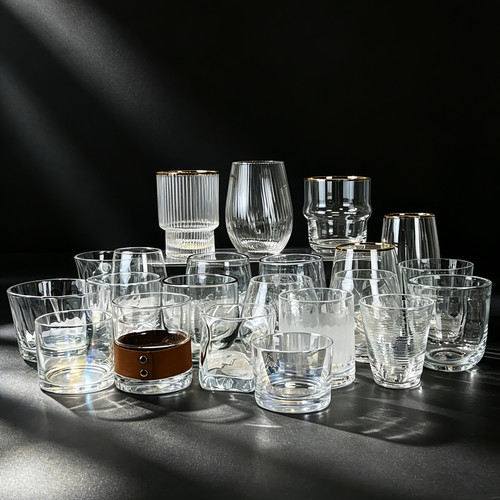 528中古出口外贸法式小众早餐果汁透明玻璃水杯酒杯创意新款