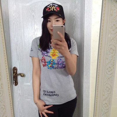 短袖休闲T恤女2018夏ins宽松ROUGH出口纯棉百搭圆领打底衫