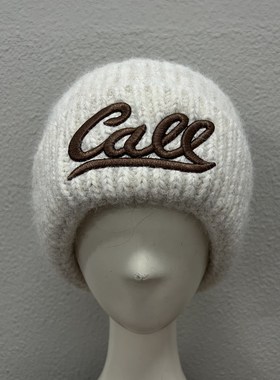 2025新款caee字母针织帽女秋冬大头围宽松毛线帽子护耳保暖冷帽