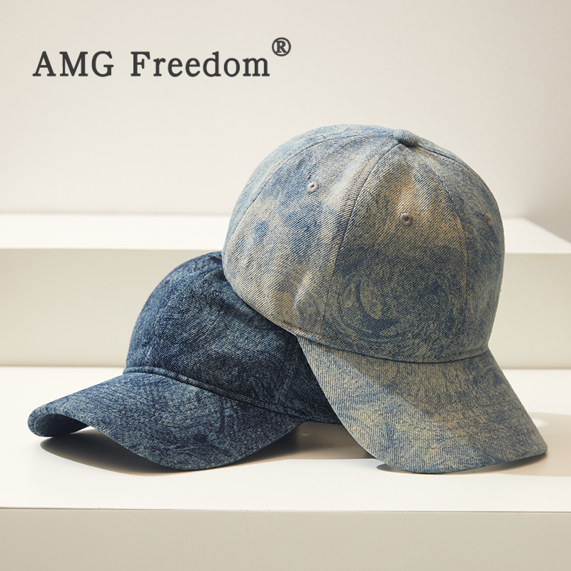 蓝色水洗牛仔棒球帽子女春夏季