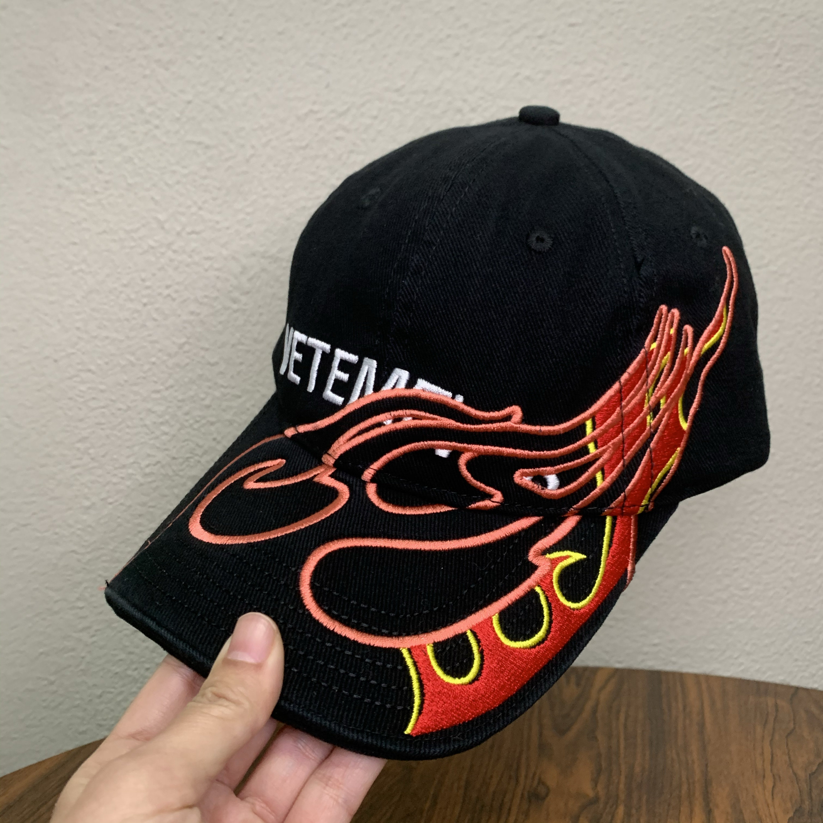 美式重工火焰字母水洗做旧牛仔棒球帽女嘻哈软顶大头围鸭舌帽男潮