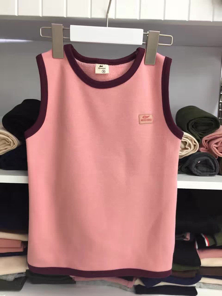 儿童加厚单面绒背心男女童秋冬加绒保暖马甲纯棉米啦哆拉中大童