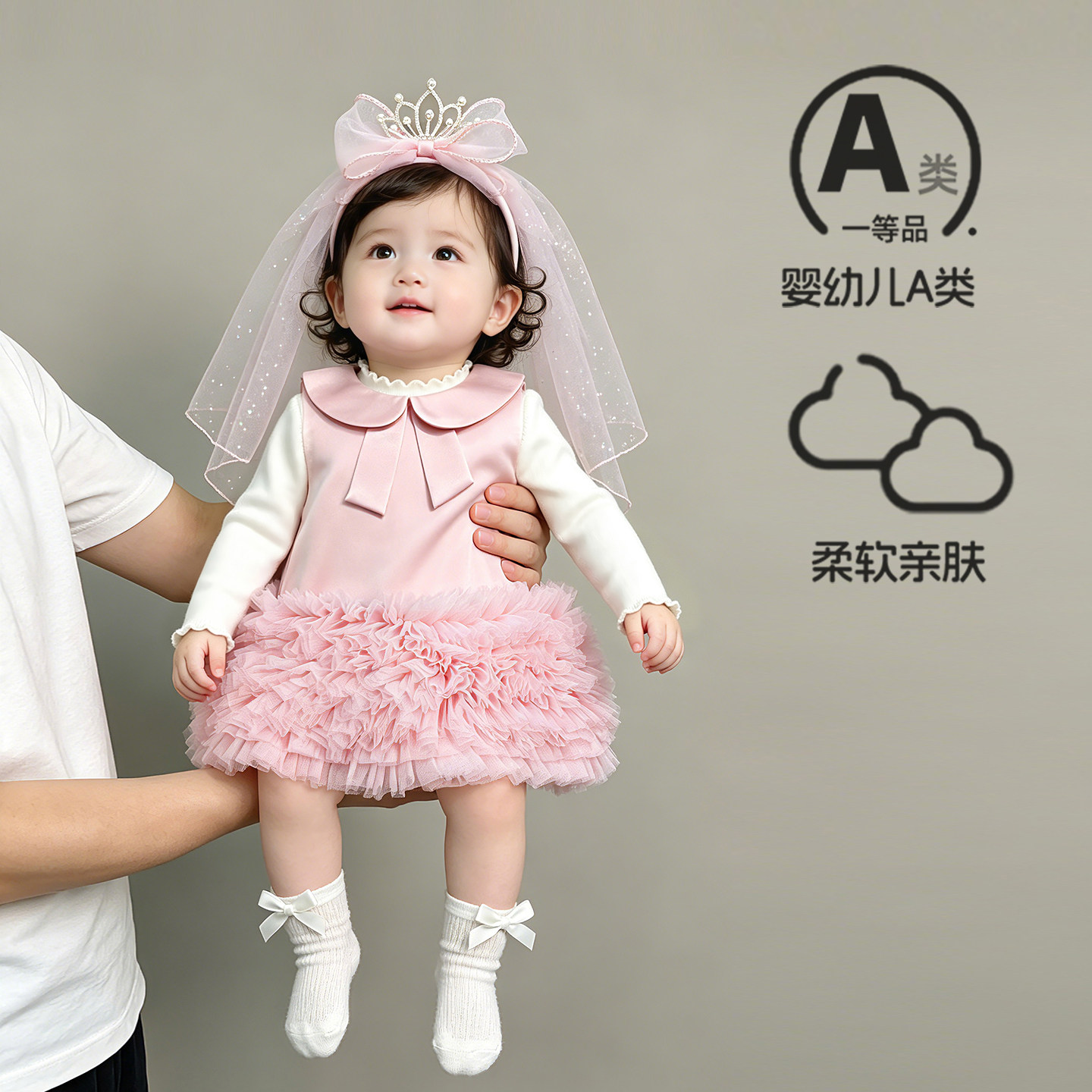 女童公主裙秋冬洋气周岁女宝宝礼服婴儿生日A类衣服小女孩连衣裙