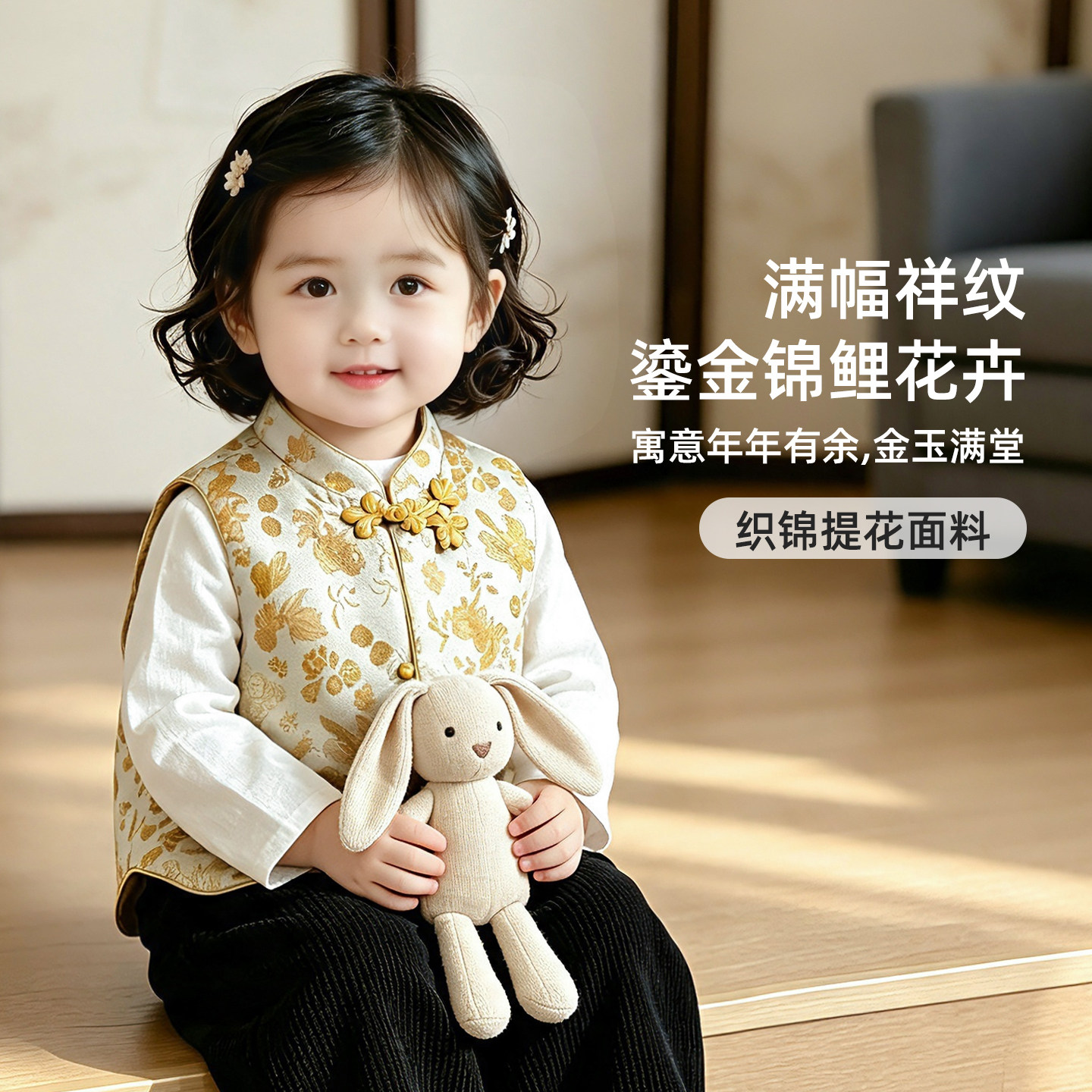 新中式女童唐装马甲秋季新款图片