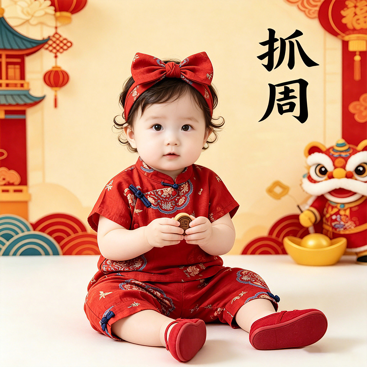 周岁女宝宝礼服夏抓周宴衣服图片