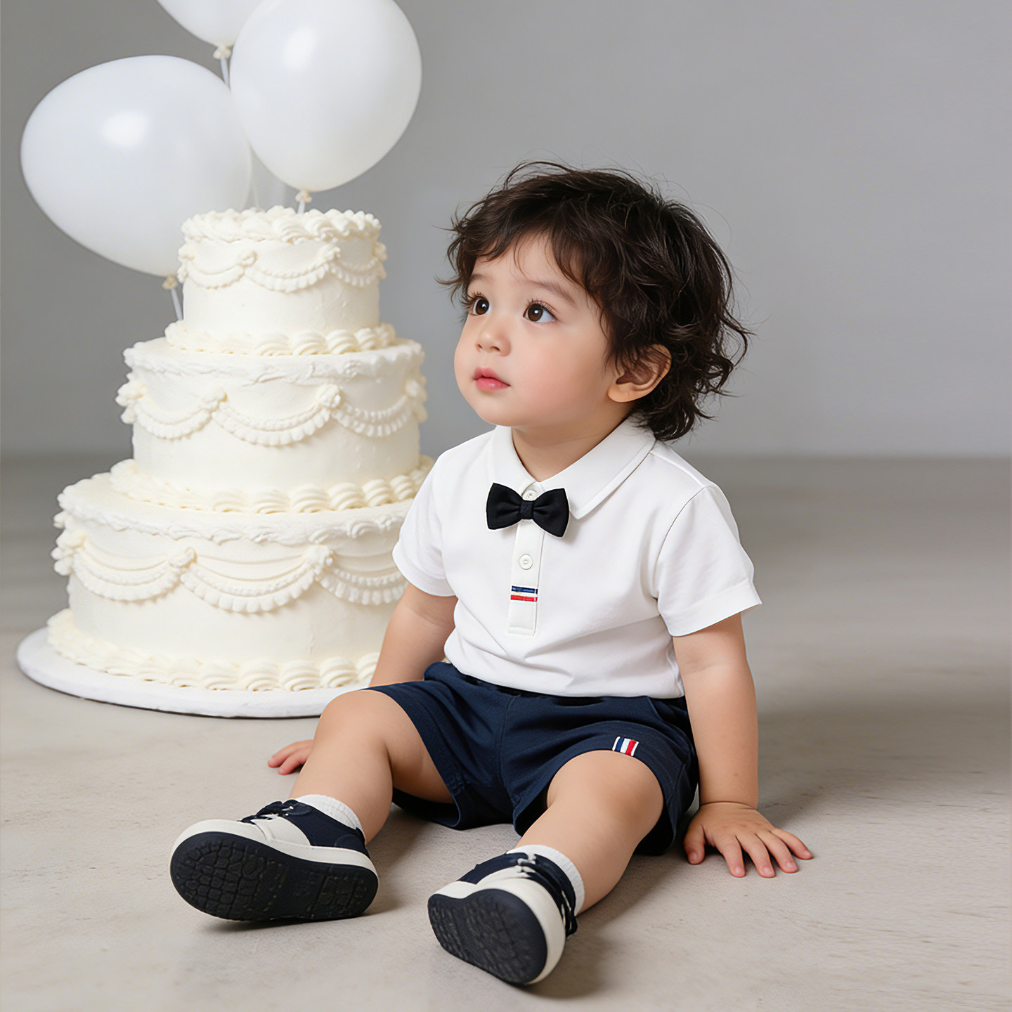 周岁男宝礼服polo领结短袖男孩套装生日上衣服西装男童小少爷穿搭