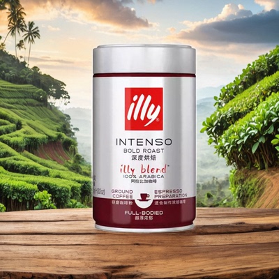 Illy意大利深度烘焙阿拉比卡咖啡粉罐装浓缩咖啡粉现磨手冲咖啡