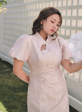 erina姨太太原创微胖 忆江南旗袍裙 甜美初恋风连衣裙收腰短裙