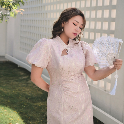 erina姨太太原创微胖 忆江南旗袍裙 甜美初恋风连衣裙收腰短裙