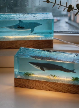 抖音热卖家居树脂摆件办公桌面装饰品小众送朋友礼物树脂鲸鱼摆件