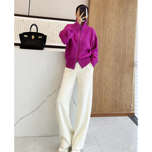 C3798 时尚巴黎的老店 美丽又高及 重磅羊毛针织 半高领开衫外套