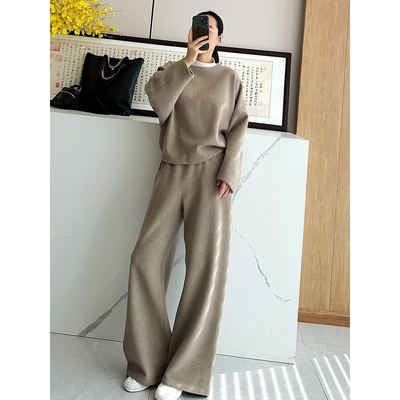 C4766 时尚巴黎的老店 高及慵懒调 羊毛卫衣套装 宽松上衣+阔腿裤