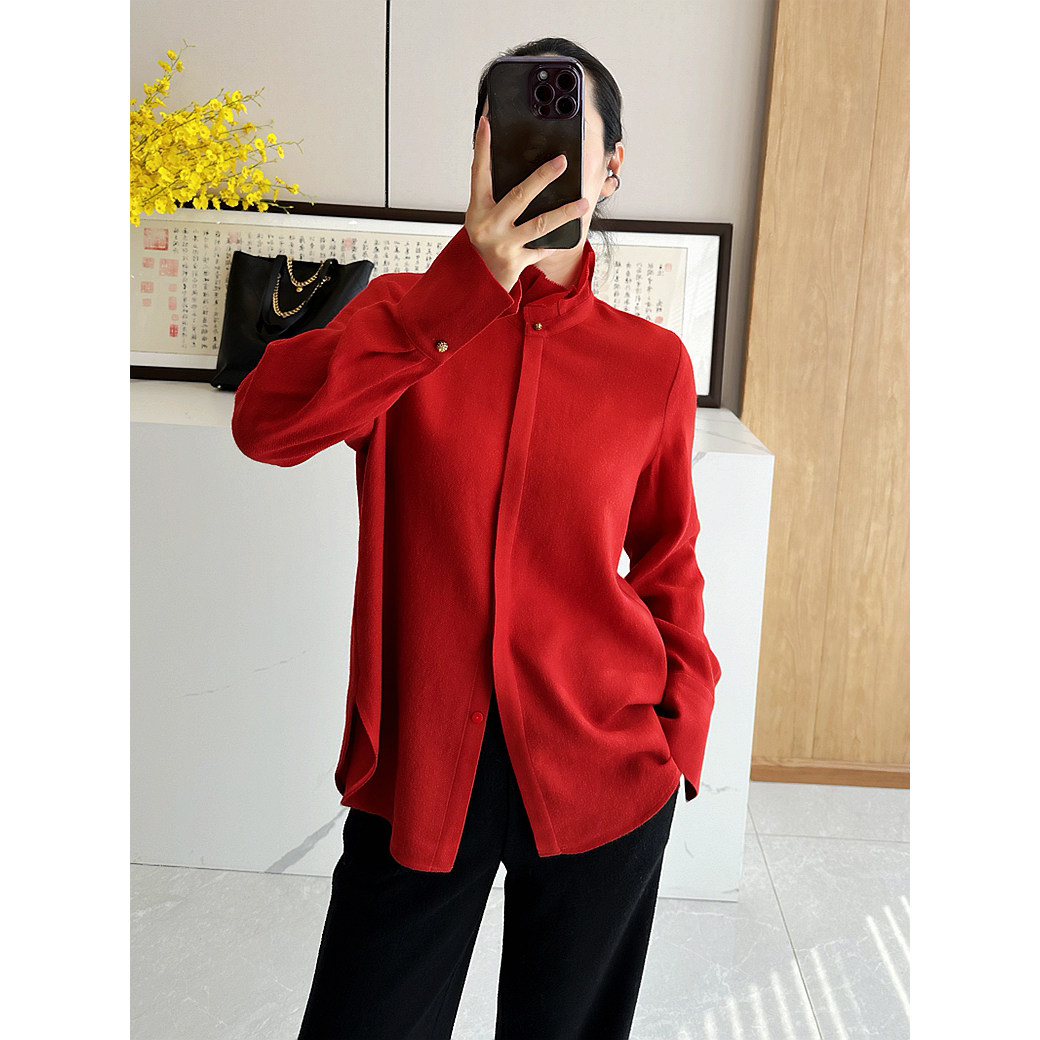 C4782 时尚巴黎的老店 大爱 优雅精致木耳立领 全羊毛长袖衬衫 女,女装/女士精品,衬衫,淘宝优惠券,粉丝福利购,淘宝优惠卷