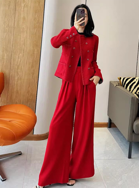 C3449醋酸压褶阔腿西裤 原790元 25年终不计成本回馈清仓不退不换