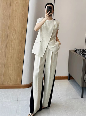 C3548分开拍不规则拼色西服套装 原680元 25年回馈清仓不退不换