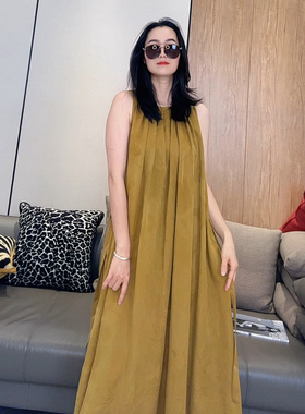 C4386 时尚巴黎的老店 爆美了 真丝香云纱 无袖背心连衣裙 配腰带