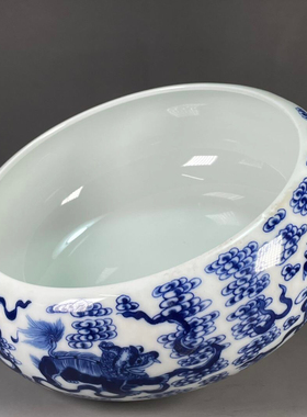 文玩瓷器捡漏陶瓷用品收藏大清乾隆年制青花狮子图纹笔洗
