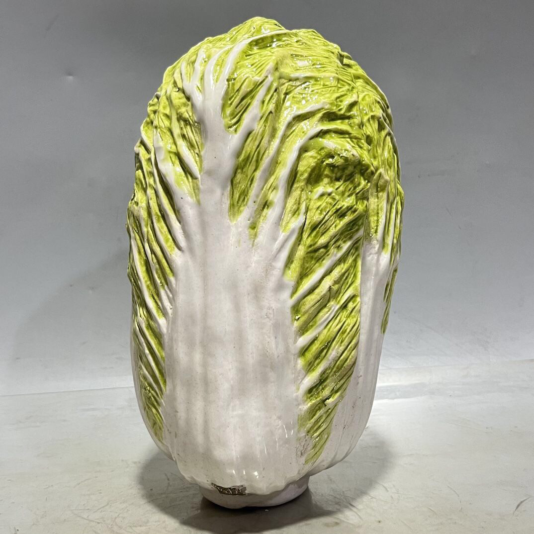 大清乾隆年制仿生瓷白菜摆件瓷器摆件寓意百财 办公桌摆件老物件