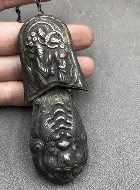 古玩杂项 针线包 老式古代 针线盒 小号家居工艺铜鎏银摆件