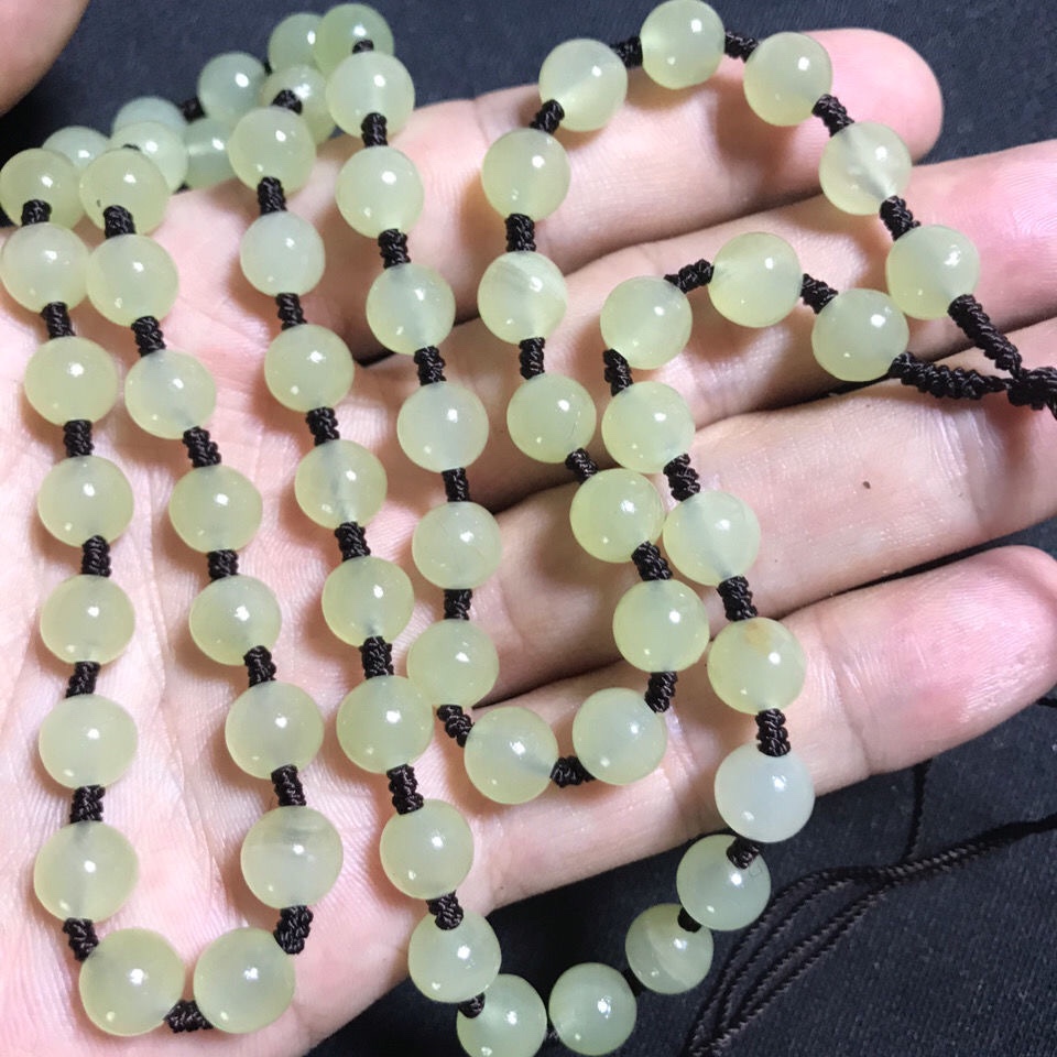 天然新疆和田玉若羌黄口料手工编制项链绳挂坠带珠子玉坠玉器挂件