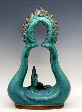 精品古董古玩钧窑窑变釉心中有佛摆件。尺寸35.5*21全品老瓷