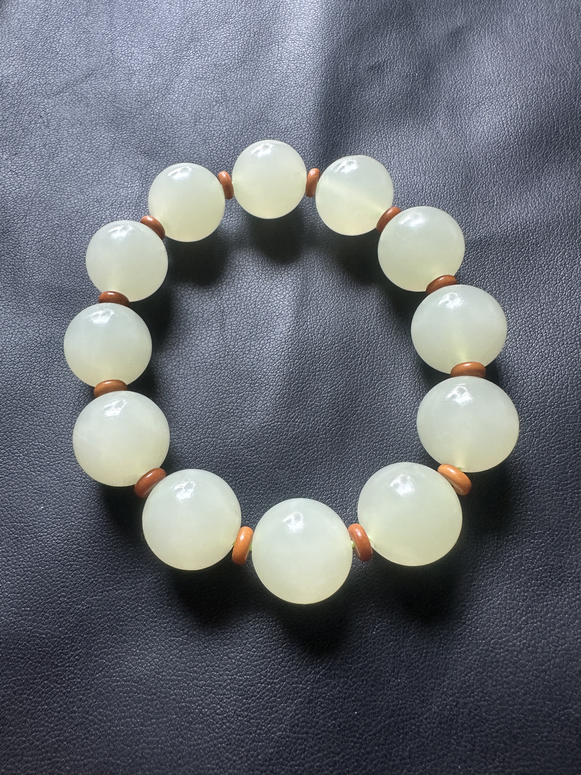 真品天然新疆和田玉若羌黄口料手串高冰猫眼男女款转运珠玉手链