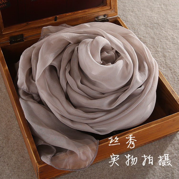 藕色真丝披肩大尺寸纱巾超长超宽100%桑蚕丝围巾女士围脖春夏防晒