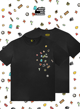 水洗FLUSH同花顺T恤 宽松纯棉美式休闲赚钱不交朋友MMNF官方正品