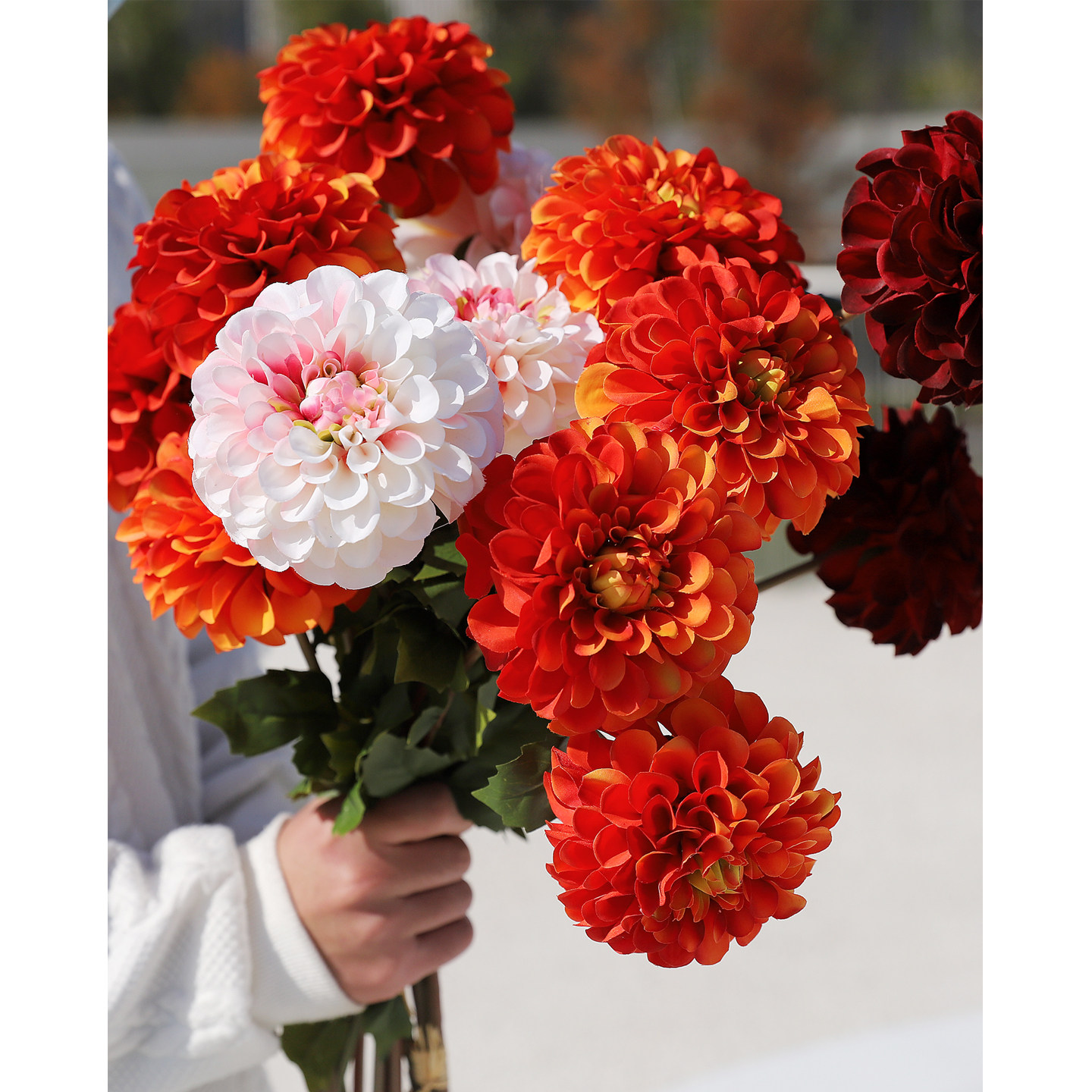 复古油画民宿风装饰花束手工天竺菊大丽菊仿真花洋菊绢花小清新