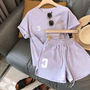 薄款 2026年夏装 跑步时尚 休闲运动套装 短裤 夏季 洋气短袖 两件套 女装