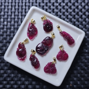 新品优惠|天然碧玺吊坠非18K金艳桃红卢比来碧玺项坠子礼物饰品女