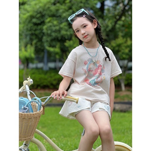 女童短袖T恤2026夏季新款儿童薄款甜美可爱夏装女孩洋气圆领上衣