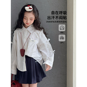 休闲翻领衬衣中大童洋气上衣春装 女童衬衫 儿童韩版 新款 潮 2026春季
