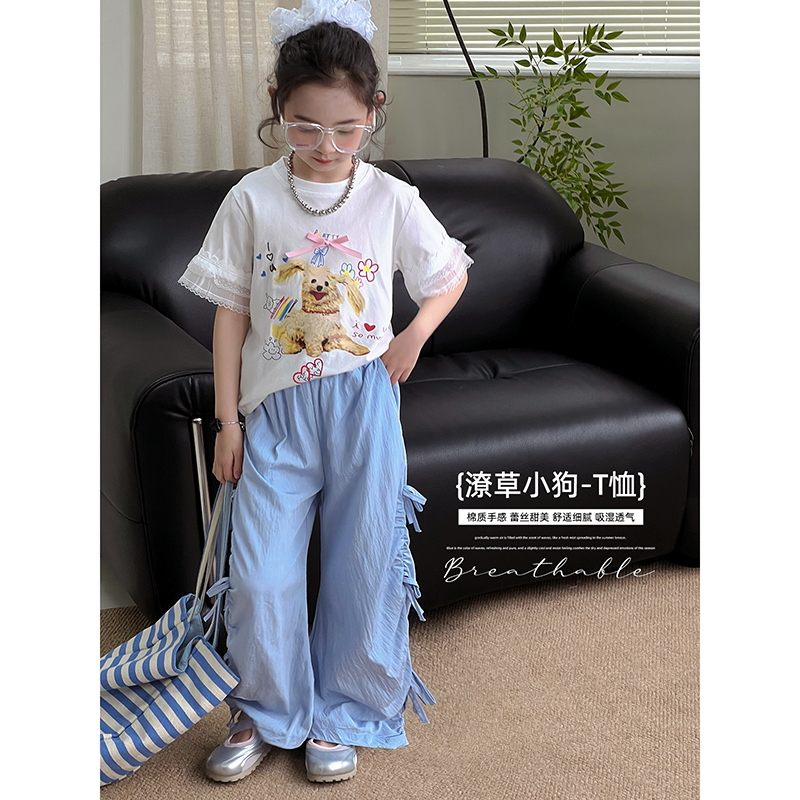 女童T恤2025夏季新款儿童薄款洋气短袖夏装中大童韩版休闲上衣潮