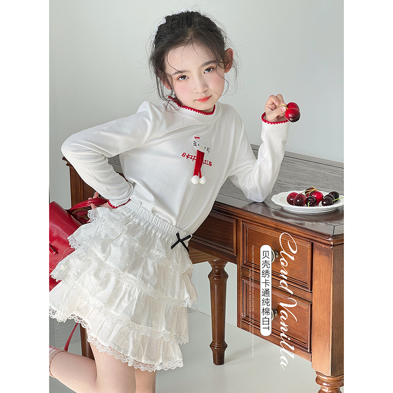 女童长袖T恤2025秋季新款儿童卡通长袖上衣中大童洋气百搭打底衫