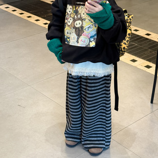 童装女童休闲裤2025秋季新款韩版中大童条纹裤女童百搭休闲裤潮童