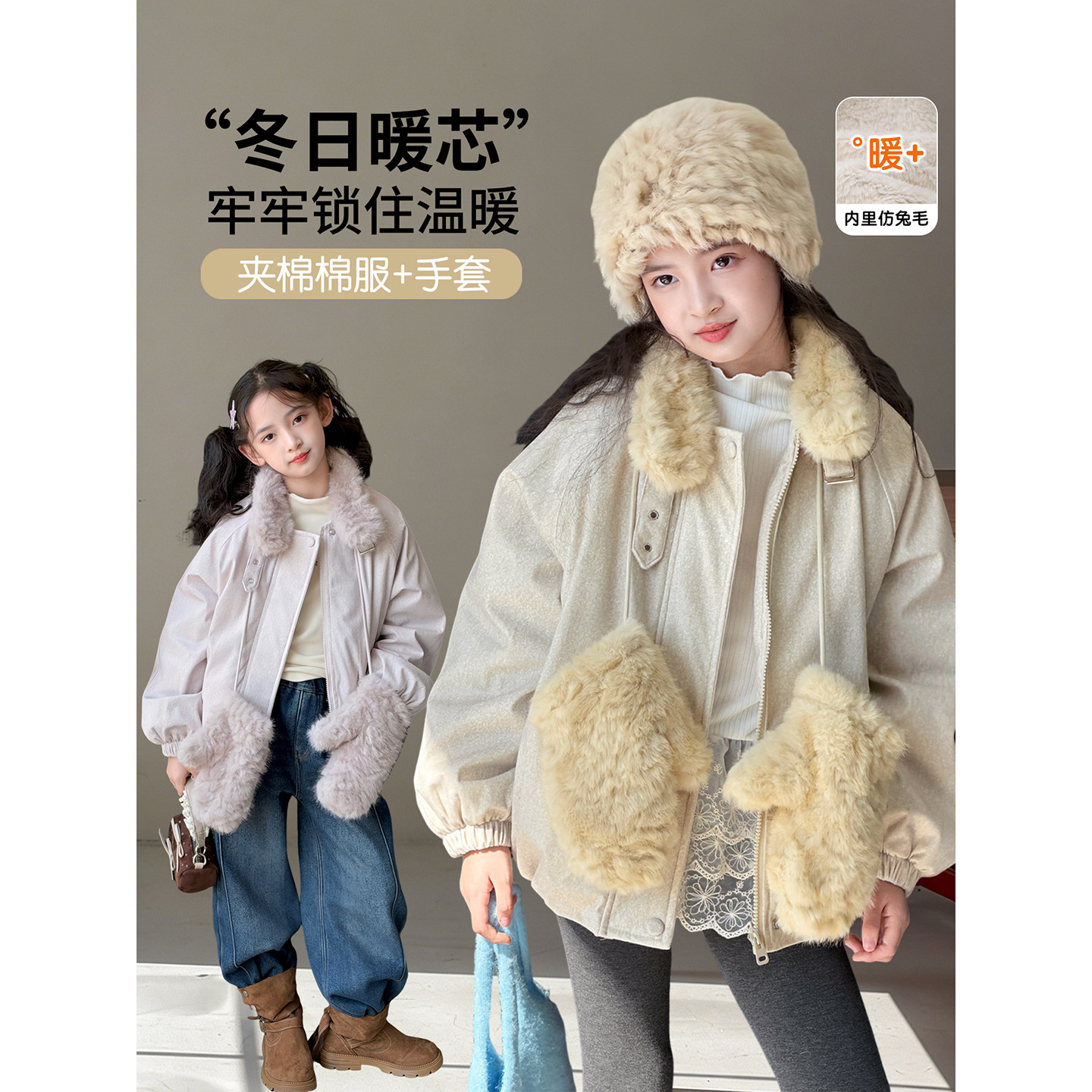 女童外套2026冬季新款儿童棉衣洋气小女孩韩版加厚毛领派克服冬装