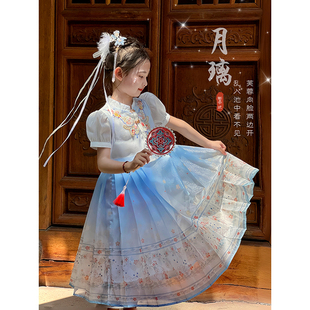 女童汉服2025夏季新款儿童国风演出服裙子夏装女大童新中式连衣裙