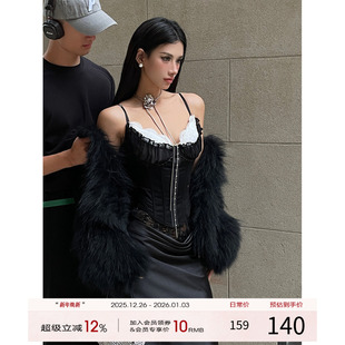 性感辣妹两件套蕾丝鱼骨吊带背心 2025春季 灰尘邓邓 miu系穿搭套装