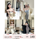 针织吊带连衣裙女冬季 灰尘邓邓 内搭长裙包臀裙气质裙子 现货