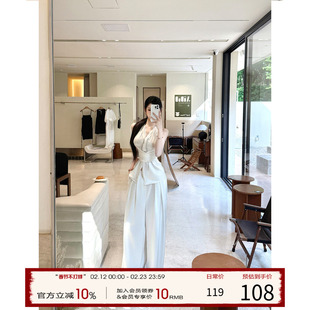 【现货】灰尘邓邓 老钱风穿搭套装女夏季法式无袖上衣裤子两件套