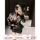 收腰加厚皮夹克 黑色短款 灰尘邓邓 毛领皮衣外套女高级感2025冬季