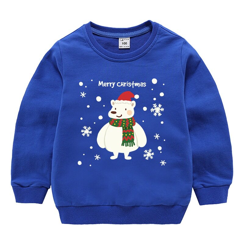 童装男童女童春季秋季新款儿童打底上衣宝宝纯棉卫衣潮童圣诞雪熊